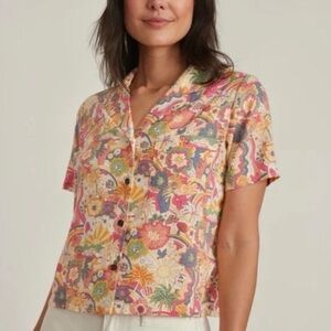 Marine layer‎ Lucy resort wear top groovy printed button front shirt dress